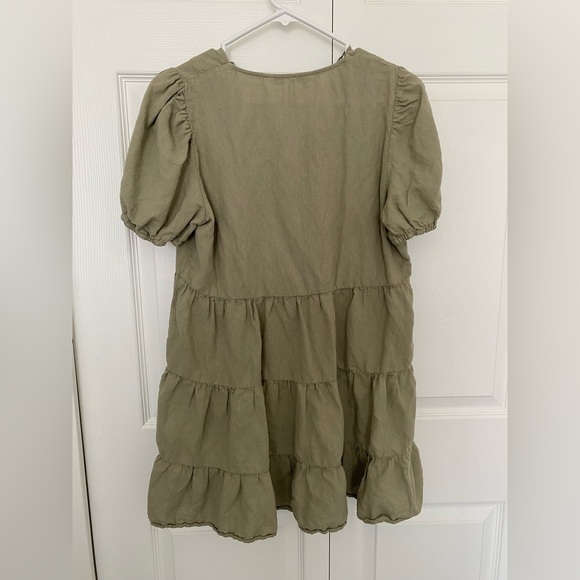 ❣️SOLD❣️ Zara Tiered Green Mini Dress Size M - Picture 8 of 12